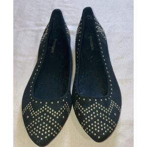 dressbarn Women's Black Gold Studded Textile Slip On Flats Size 9 M Preowned